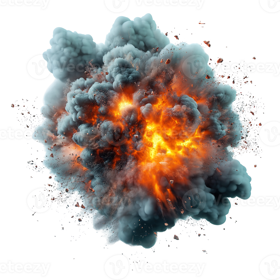 A large explosion displays smoke and fire across a dark space png