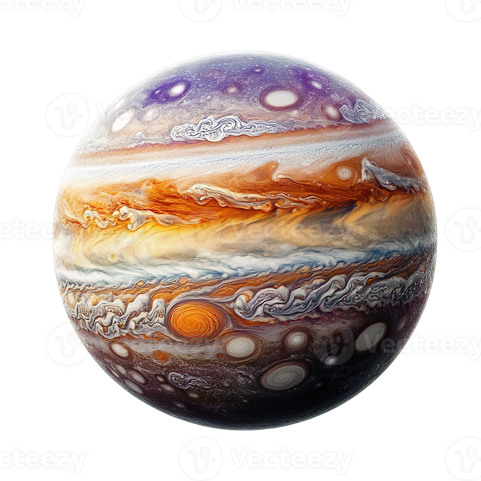 A detailed and colorful artistic depiction of a gas giant planet png