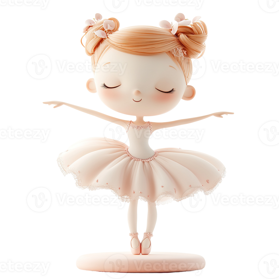 A cute ballet dancer is posing with arms outstretched and eyes closed png