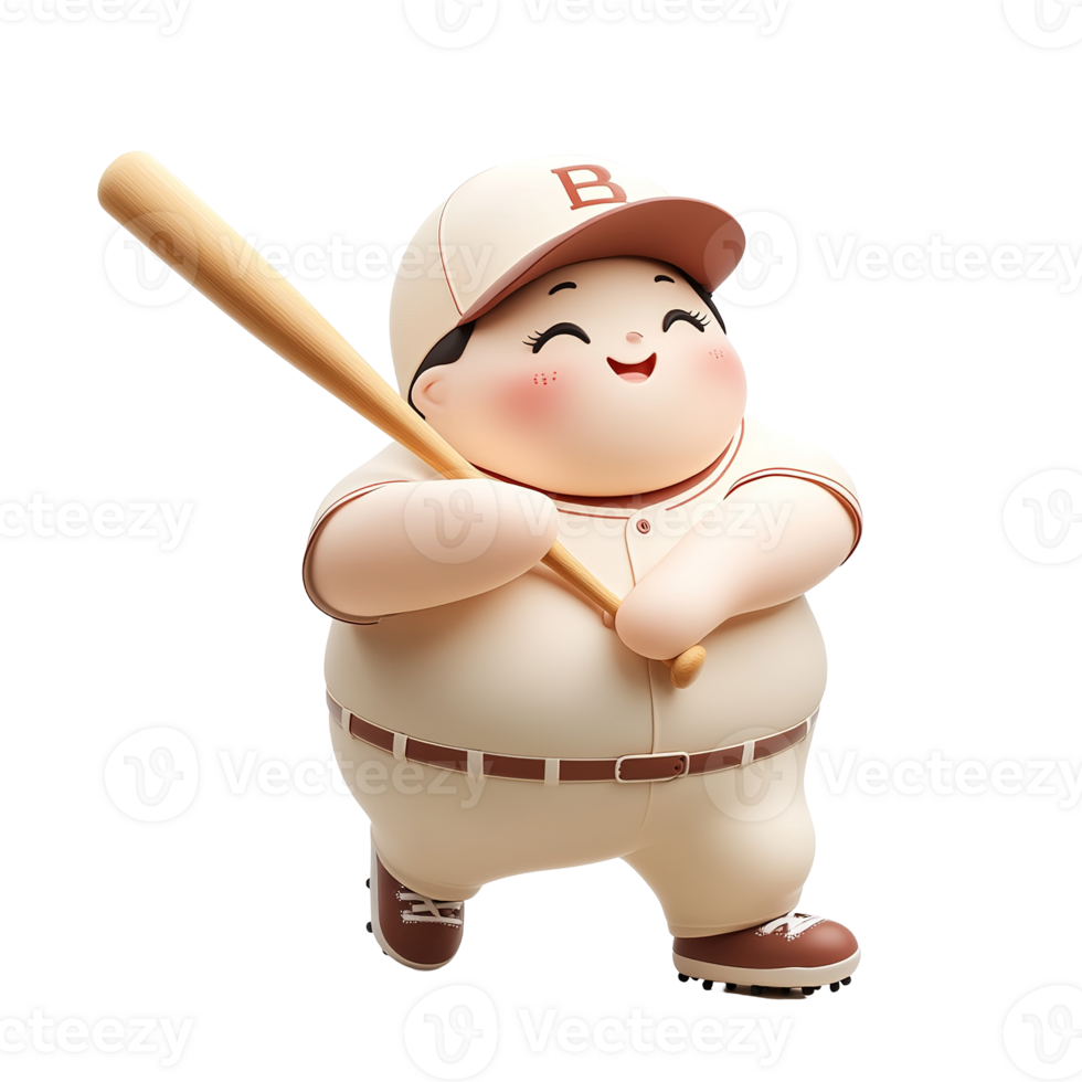 Cartoon Character Prepared For A Baseball Game With Bat And Uniform png