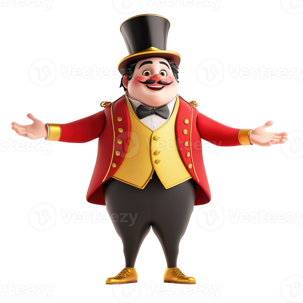 A Cartoon Ringmaster With A Top Hat And Welcoming Arms png