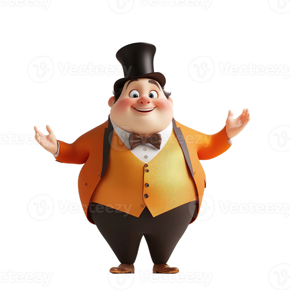 An animated cartoon gentleman wearing a suit and top hat png