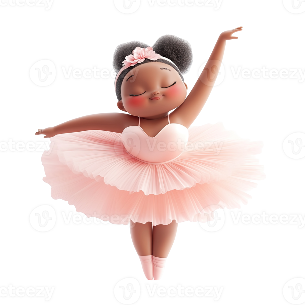 A cartoon ballerina performing a graceful ballet dance in a studio png