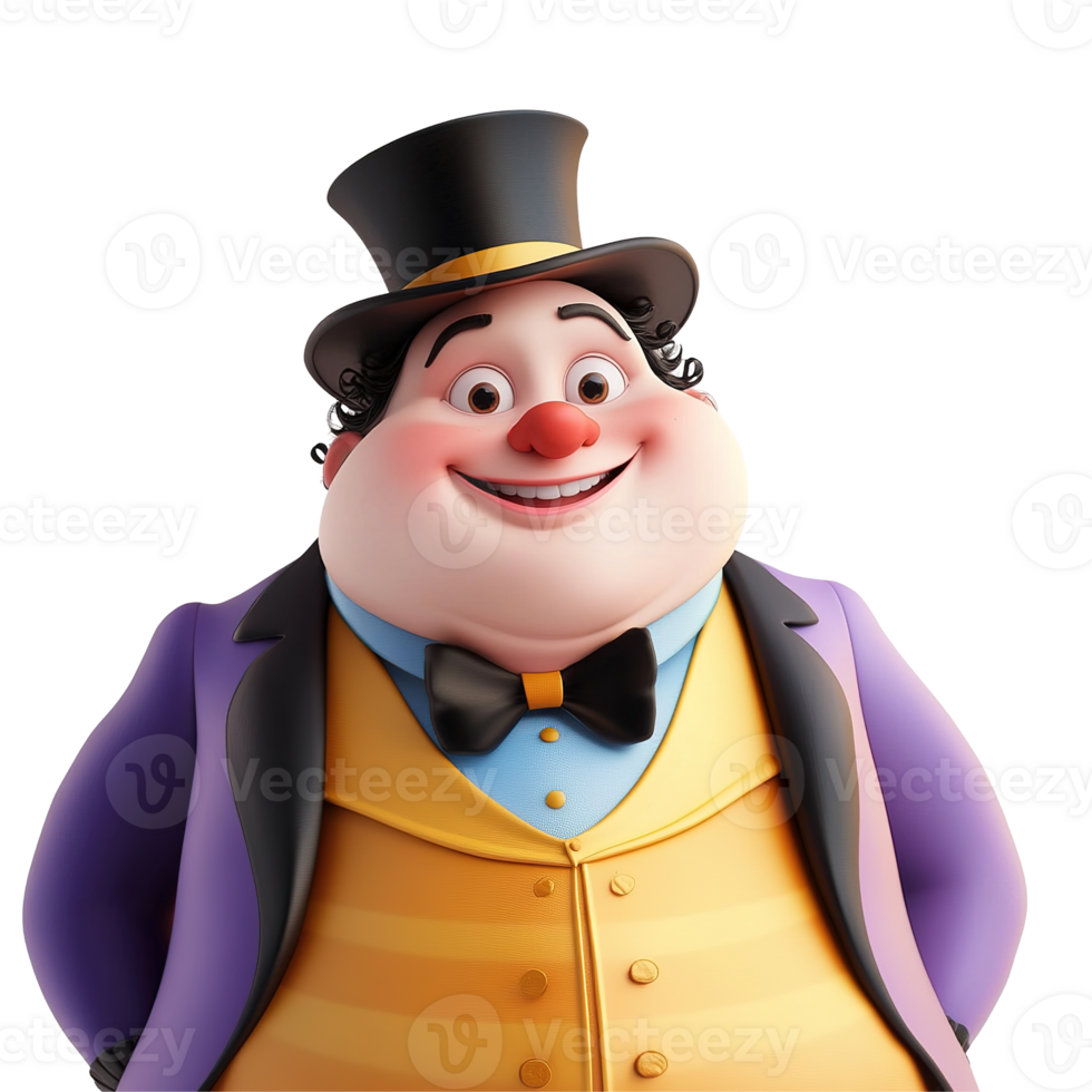 A cheerful cartoon gentleman wears a formal suit and hat png