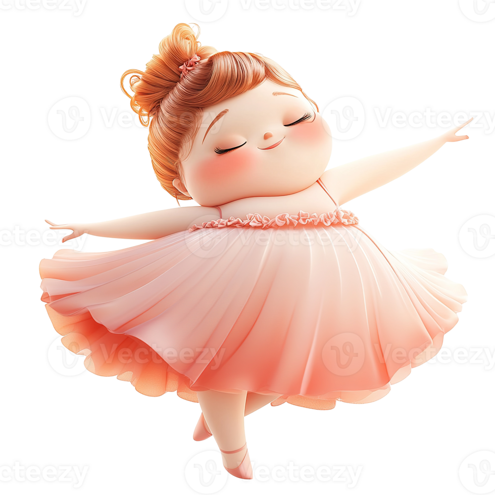 Adorable illustration of a young ballet dancer in a pink tutu png
