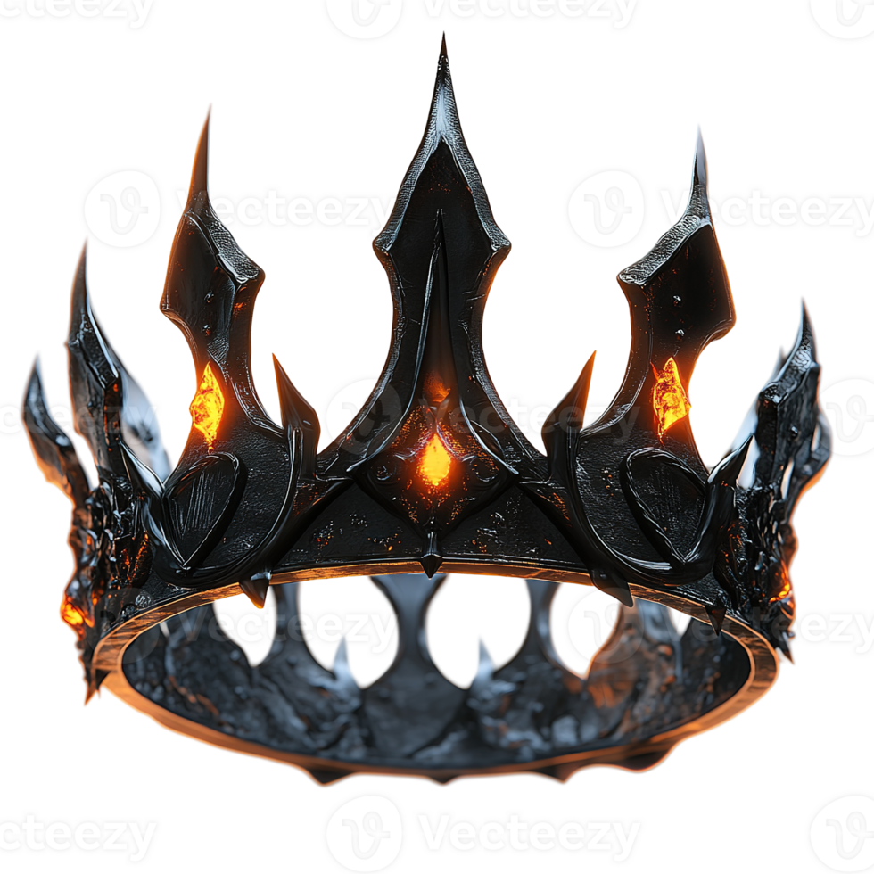 A detailed artistic image of a black and glowing crown png