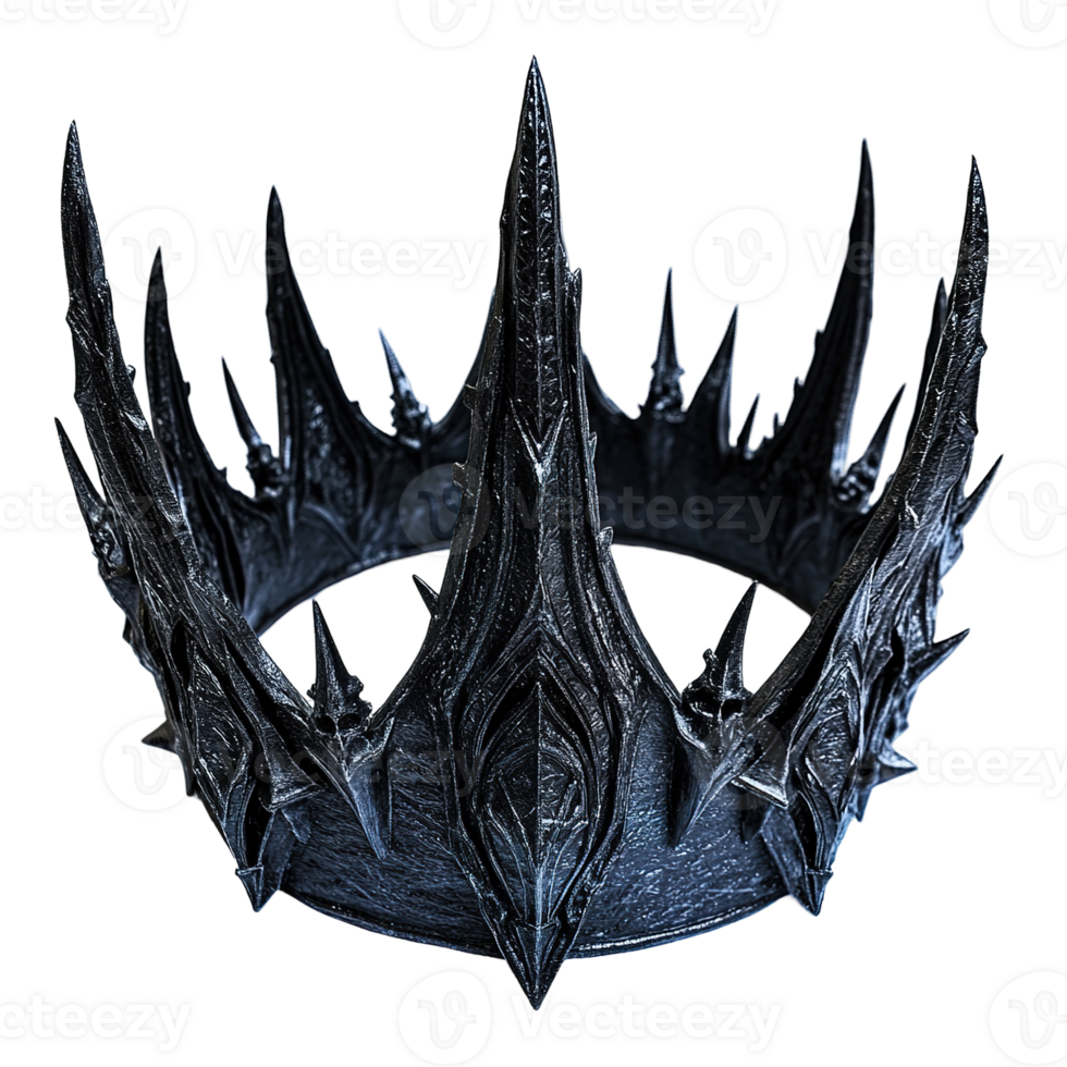 A dark ornamented crown with sharp points and intricate details png
