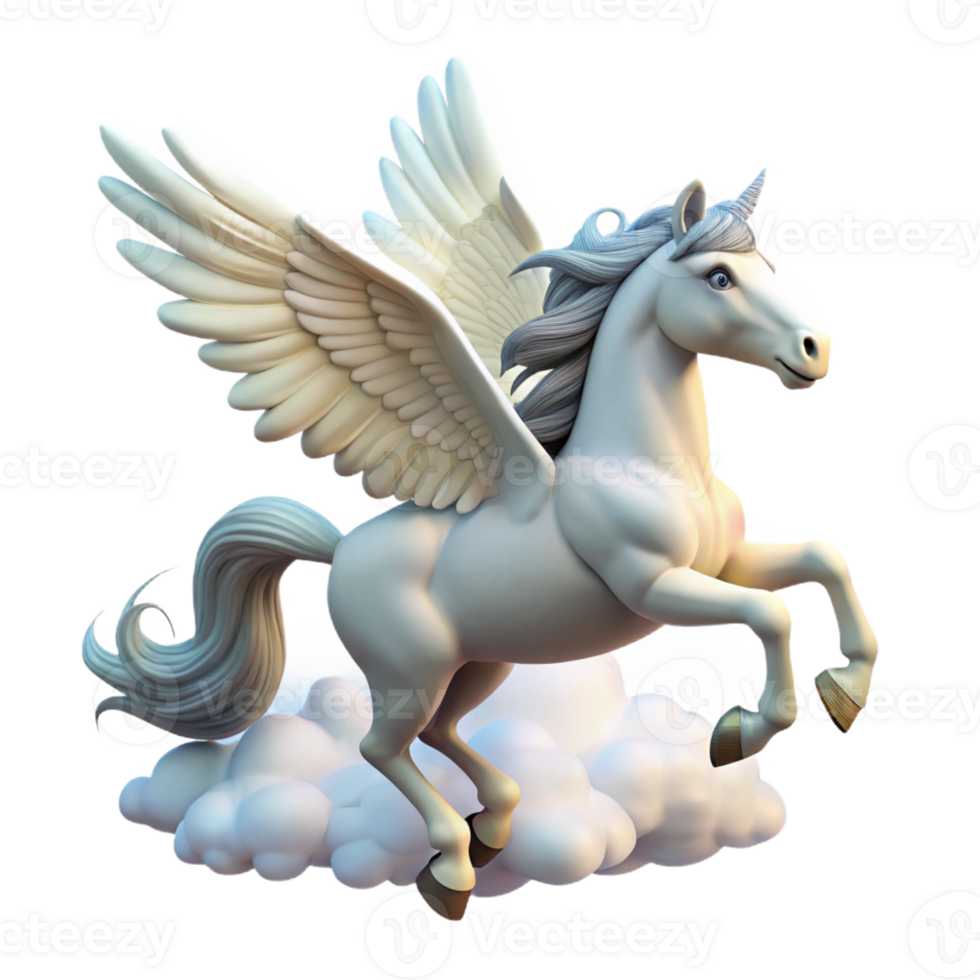 extraordinary minimalist A graceful Pegasus taking flight from Mount Olympus, its wings catching the dawn light, clouds swirling beneath its hooves, romanticism style professional png