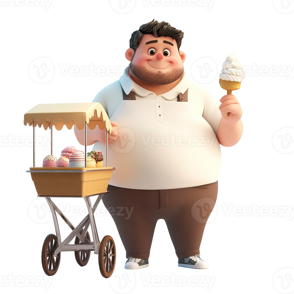 A friendly man selling sweet treats from his mobile cart png