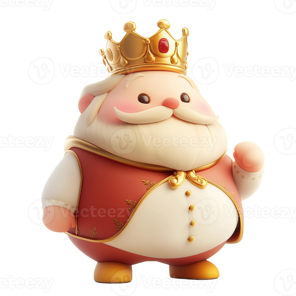 Adorable cartoon king character wearing a golden royal crown png