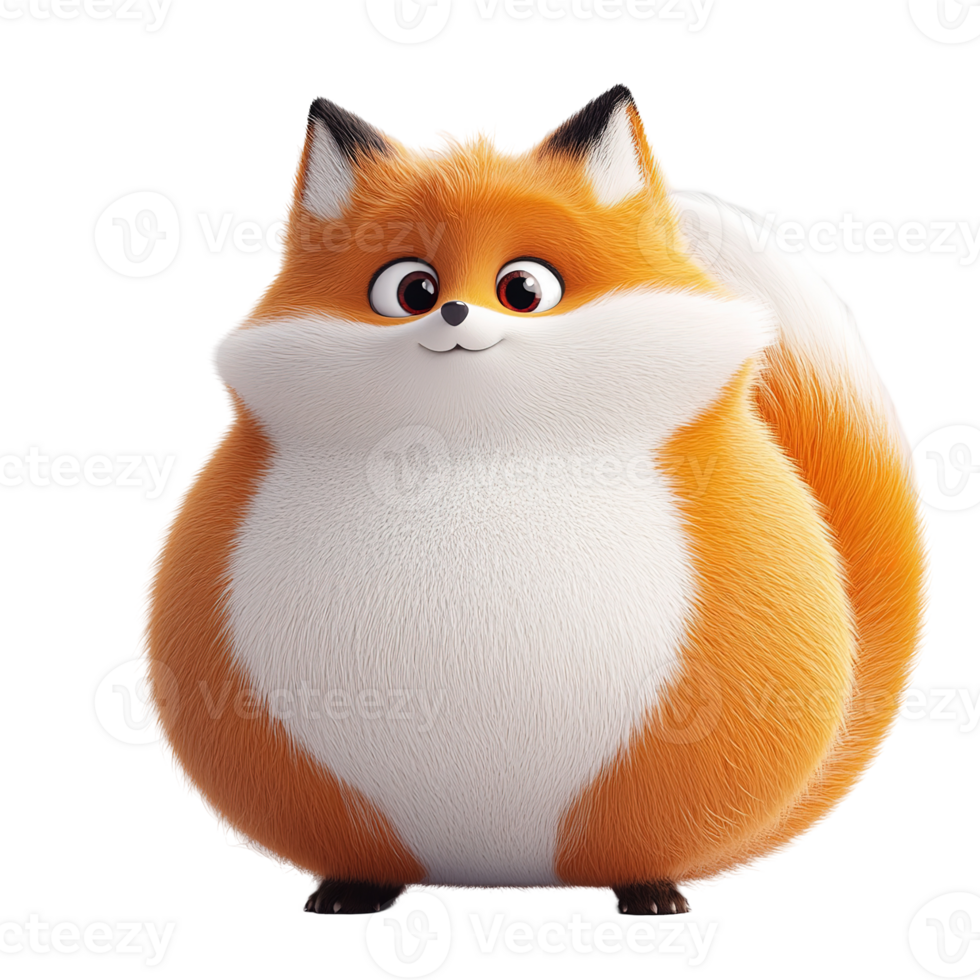 A Fluffy Cartoon Fox With Orange Fur and Big Eyes png