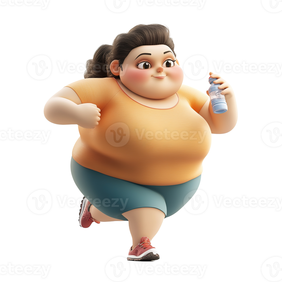 A cartoon character running while holding a water bottle png