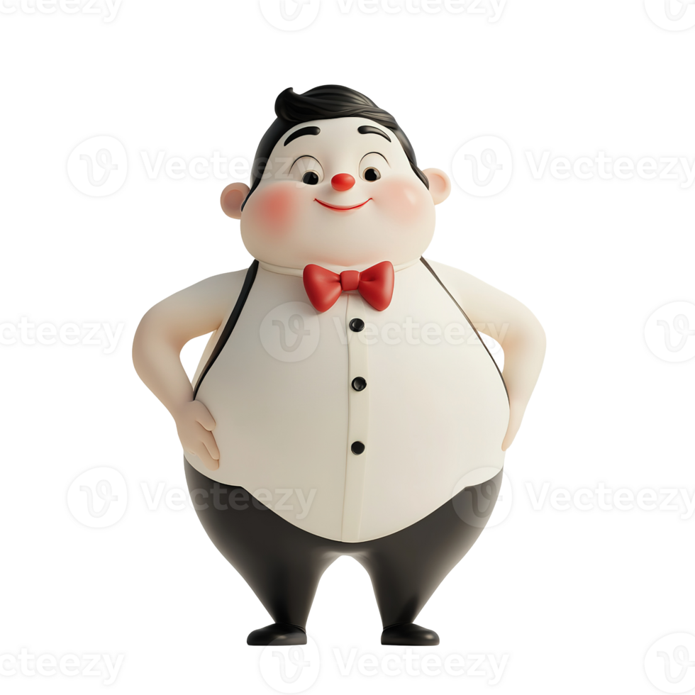 A cheerful cartoon character wearing formal attire stands smiling png