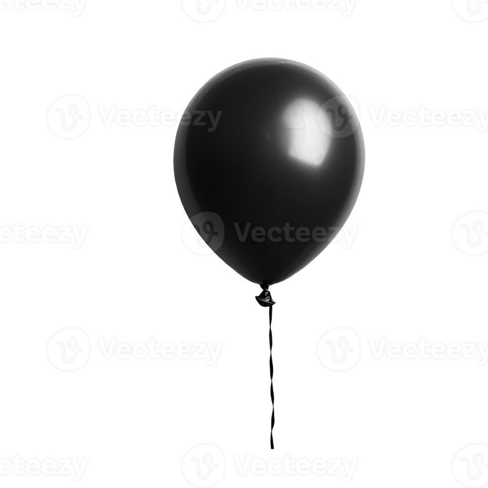 A single glossy black balloon floats against a contrasting background png
