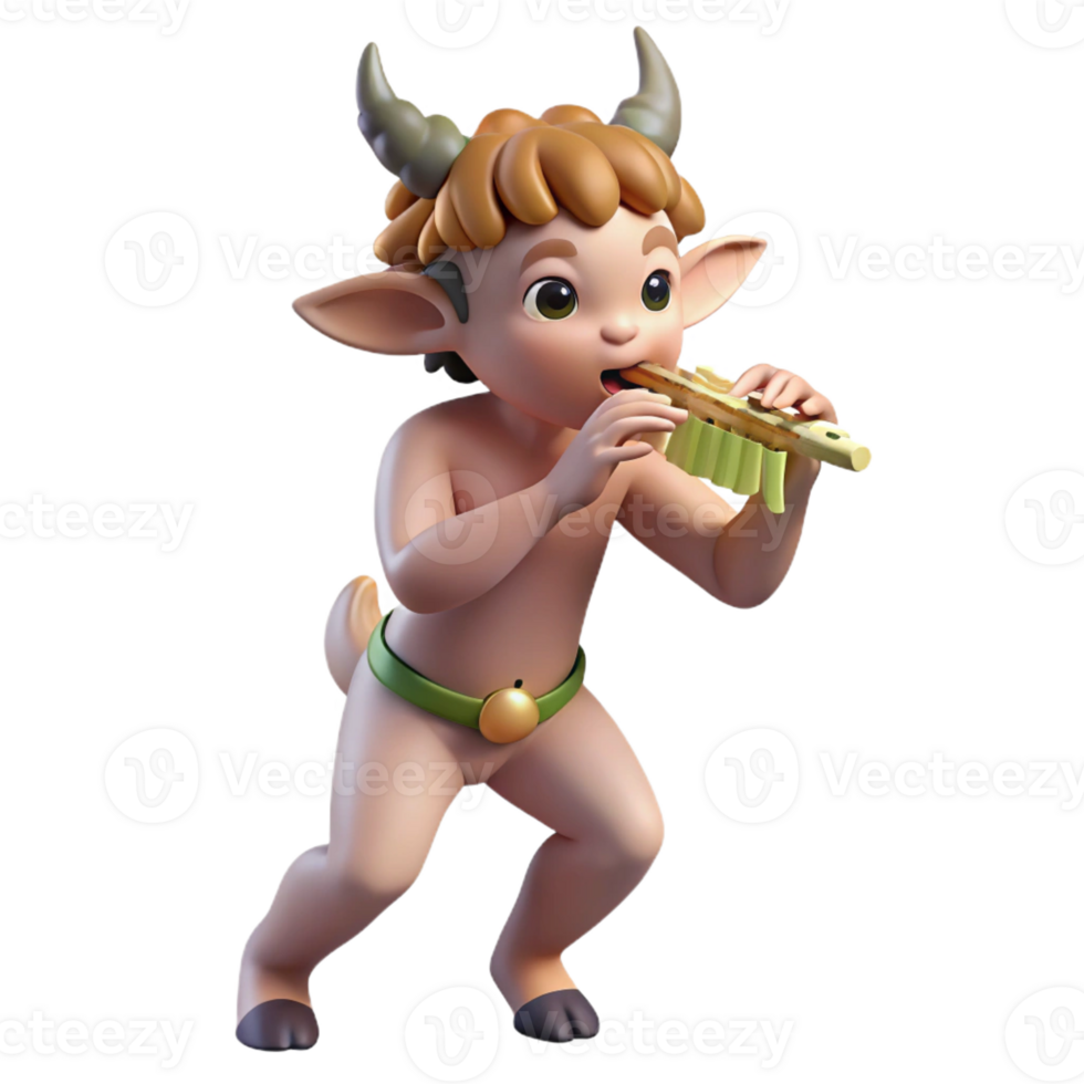 impressive contemporary A mischievous satyr playing a pan flute, surrounded by dancing nymphs, dappled sunlight filtering through a forest canopy, Impressionist style premium png