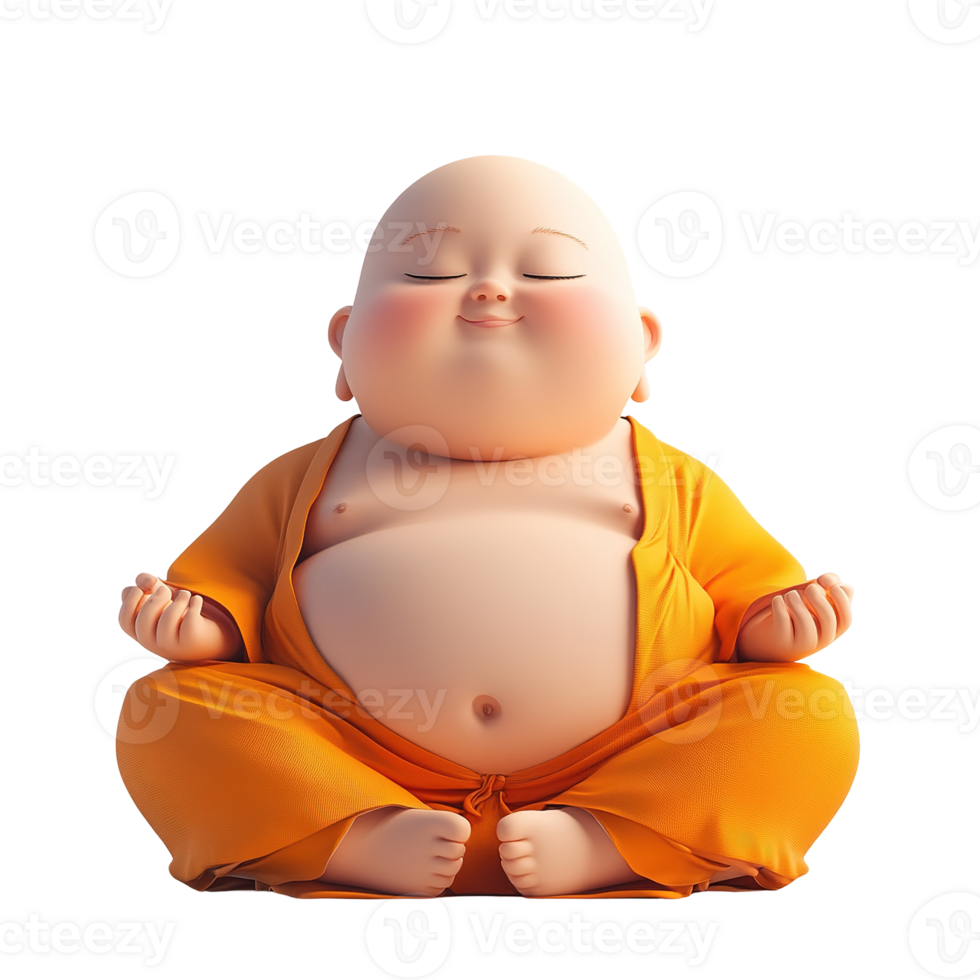 A cartoon figure of a monk sitting in meditative pose png