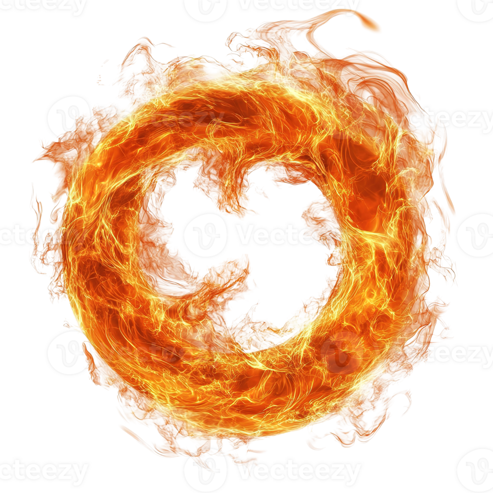 A Circular Swirling Fiery Element with Orange and Yellow Colors png