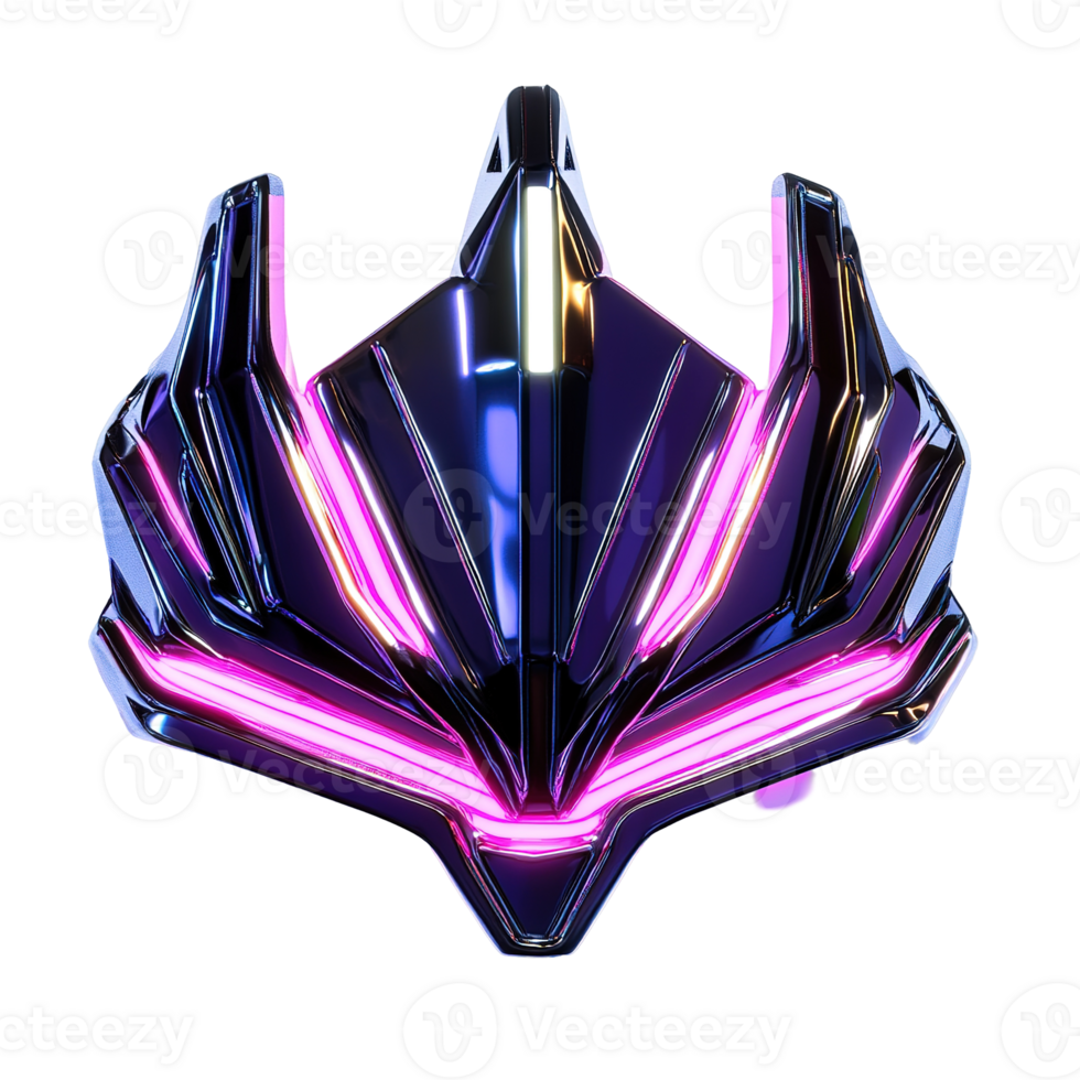 An abstract futuristic shield featuring glowing neon pink and blue png