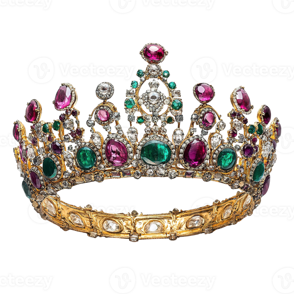 An ornate jeweled crown featuring gemstones set in gold png