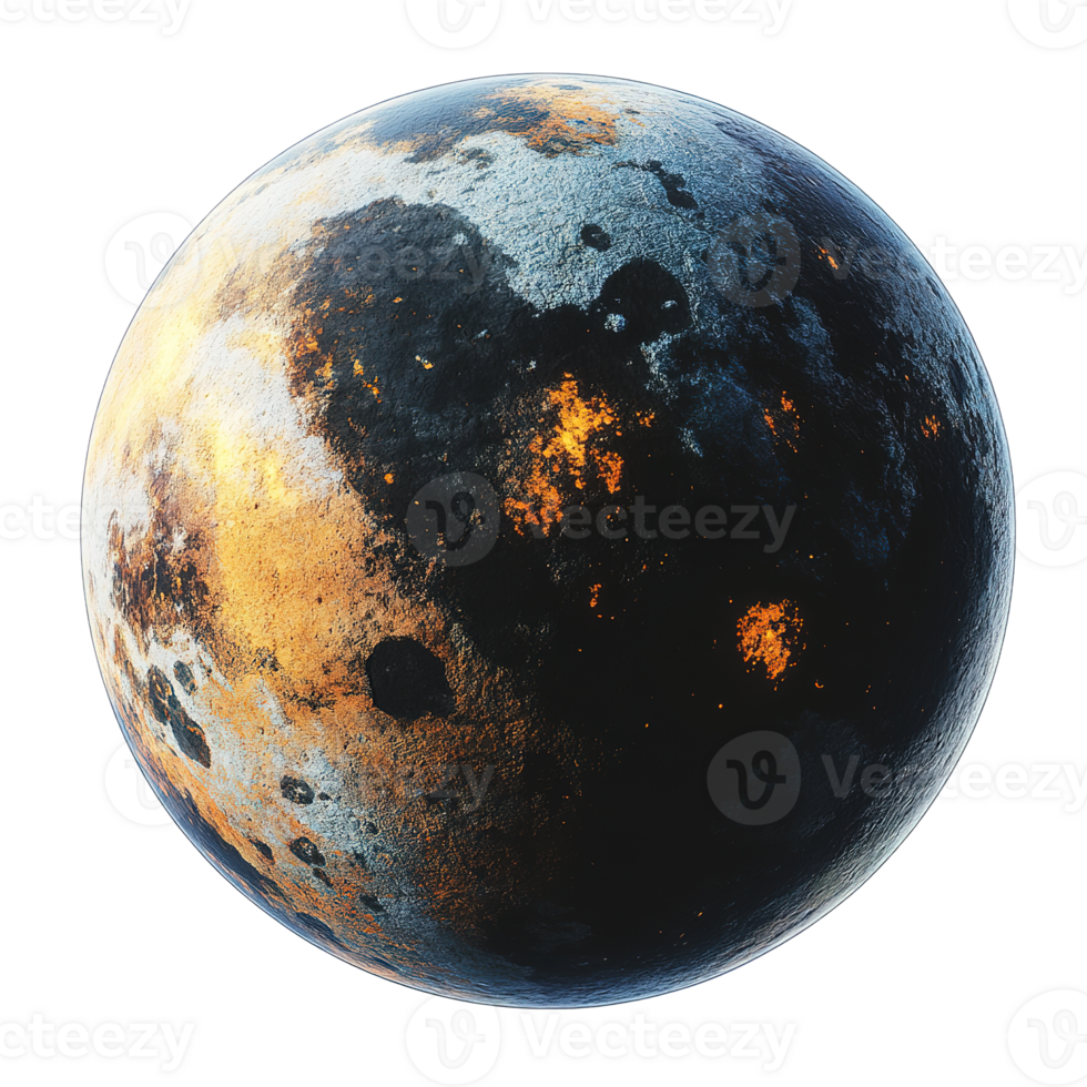 A visually detailed depiction of an abstract celestial planet png