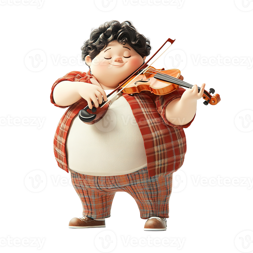 Cartoon depiction of a boy with a violin playing music png