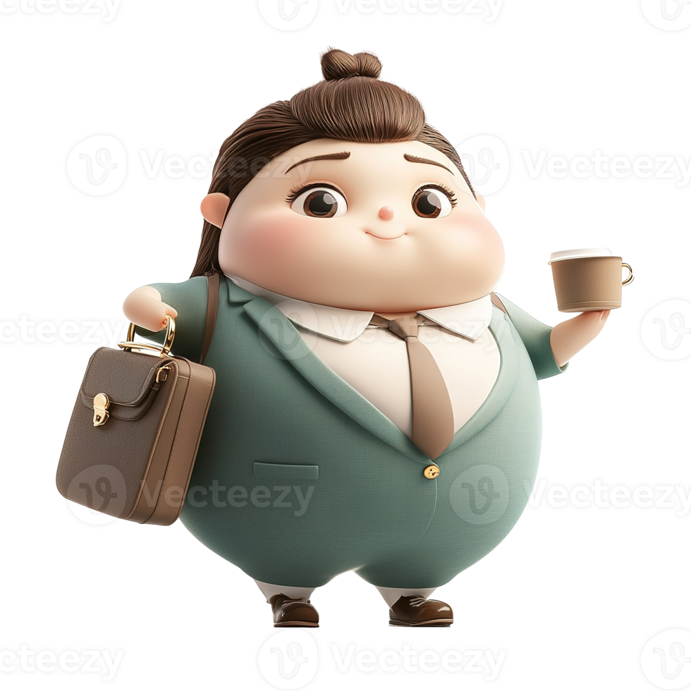 A smiling cartoon character in a professional business suit png