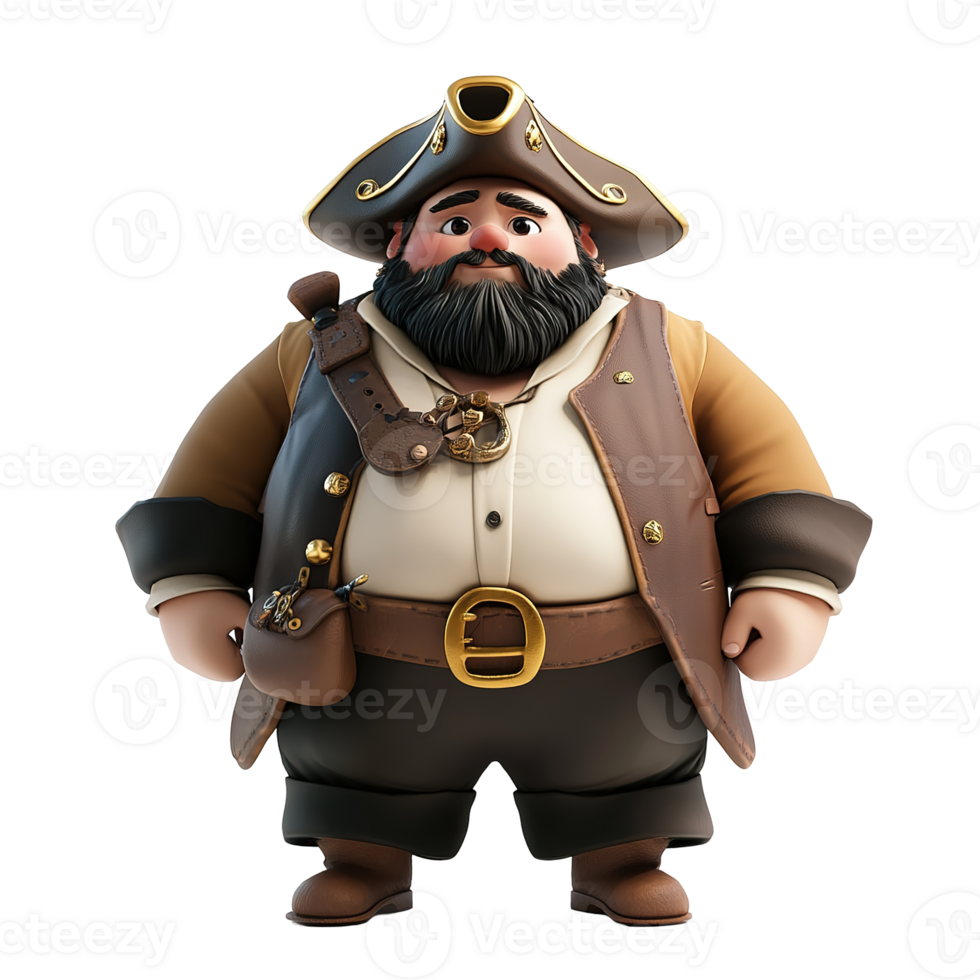 A charming illustration depicting a friendly cartoon pirate character png