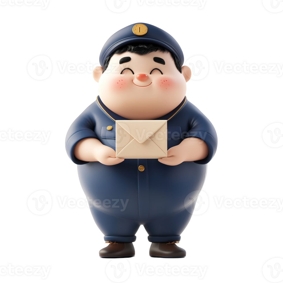 A smiling mail carrier holding a letter in front of the viewer png