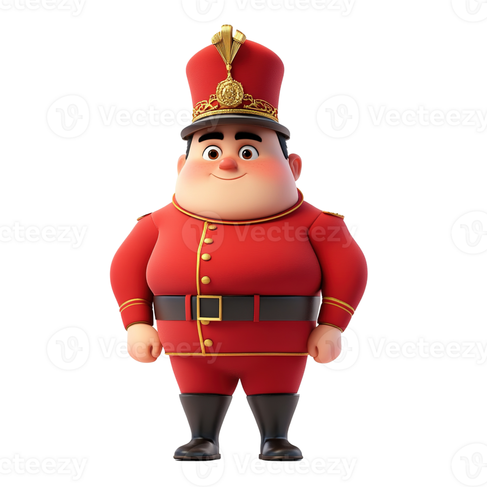 Animated character wearing a red uniform with a tall decorative hat png