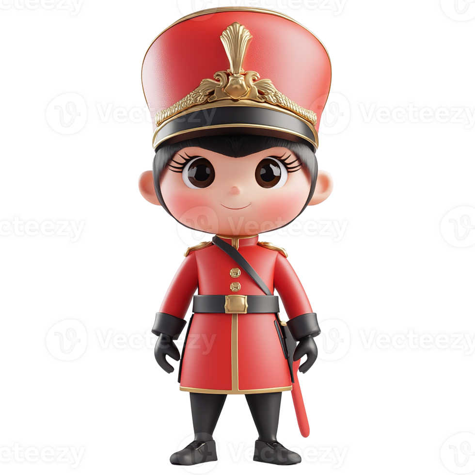 A Cute Cartoon Character Wearing A Red Military Uniform png