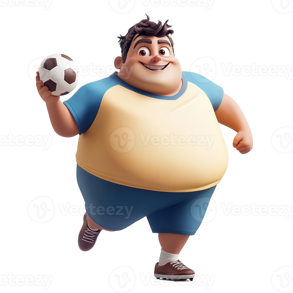 A smiling cartoon boy holding a soccer ball is running png