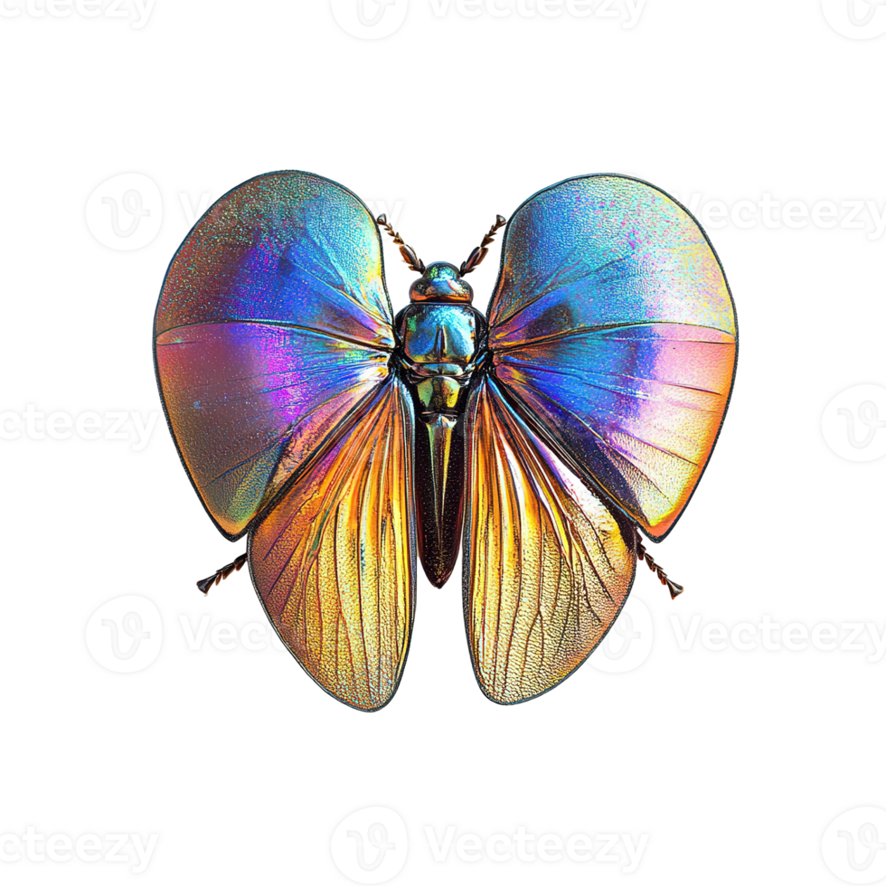 A detailed close up image of a beautiful iridescent insect png