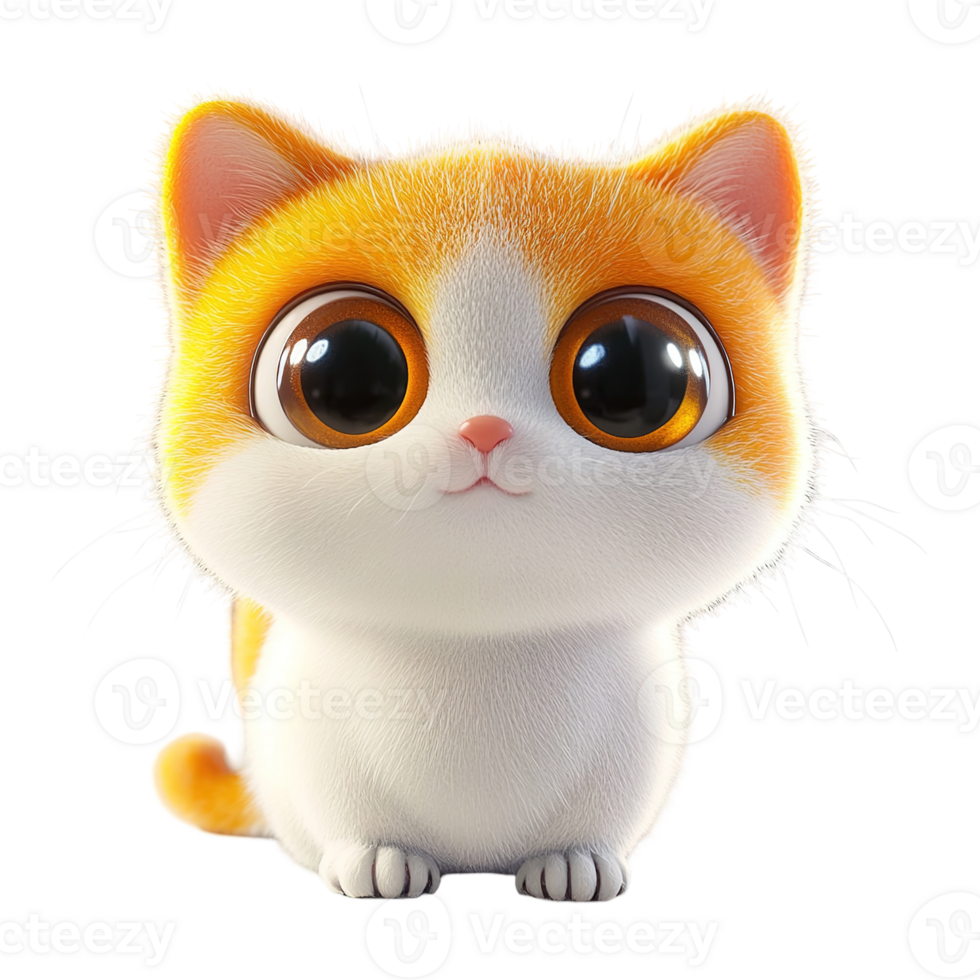 A Cute Cartoon Kitten With Large Expressive And Playful Eyes png