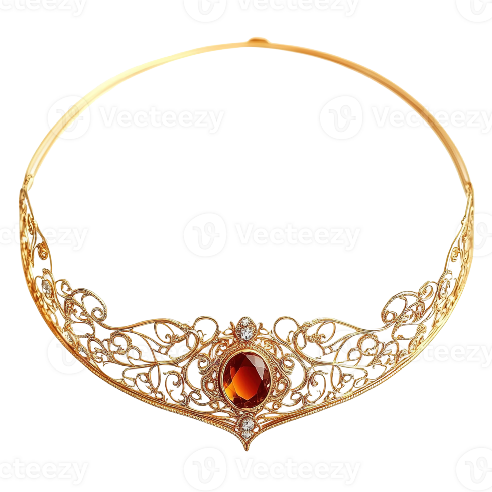 A beautiful golden tiara featuring an oval shaped gemstone in its center png