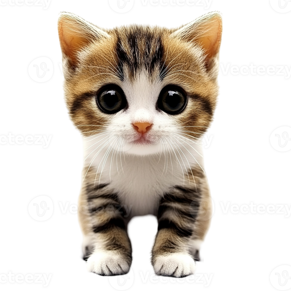 A Small Adorable Kitten With Big Eyes and Striped Fur png