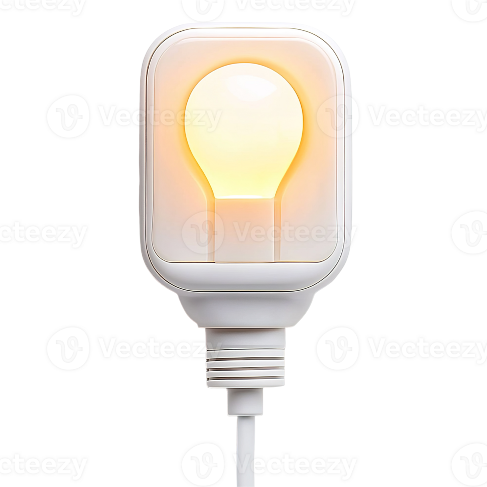 A glowing white night light with a simple light bulb design png