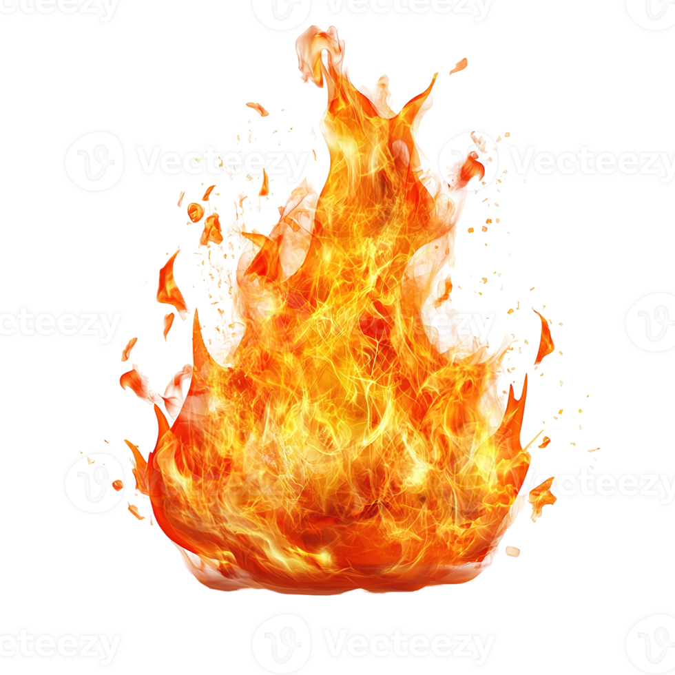 A vibrant image depicts a dancing flame of intense orange color png