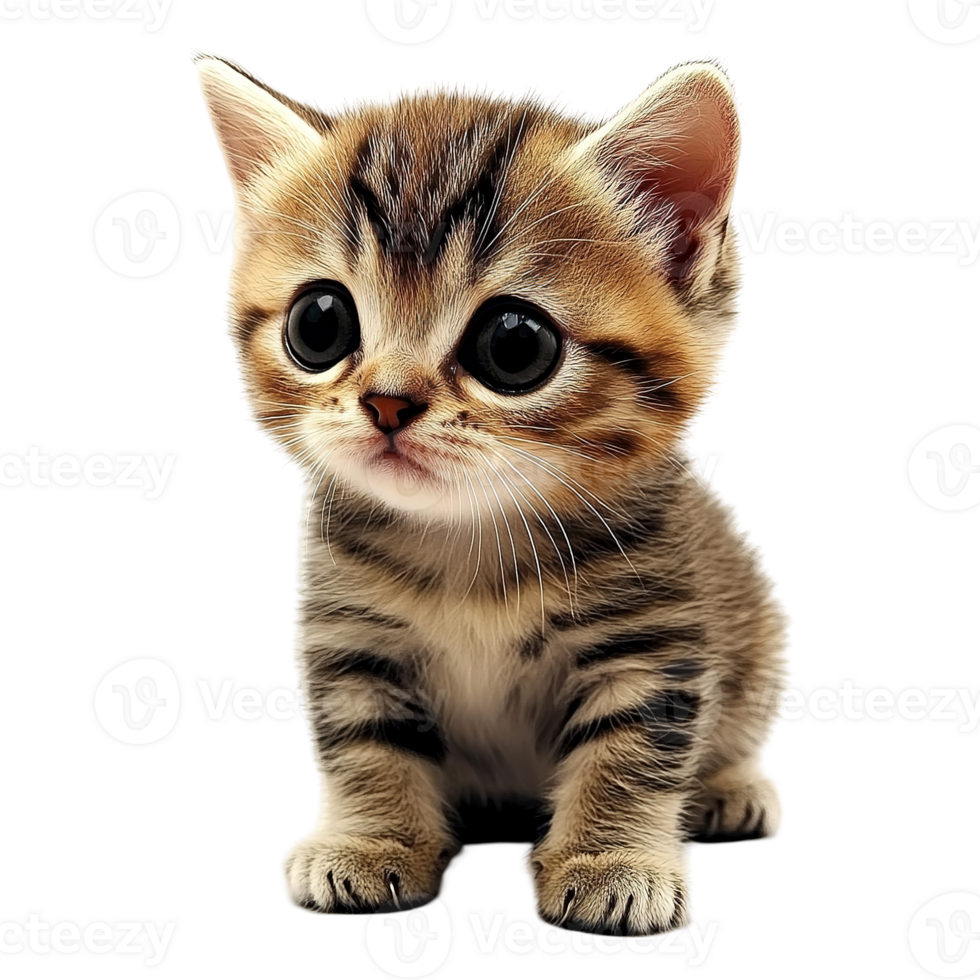 A small adorable kitten with large wide and innocent eyes png