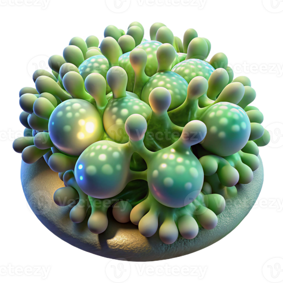 extraordinary vintage A field of textured, organic shapes resembling microscopic organisms, illuminated by a bright, microscopic light, in a scientific, bio-art style authentic png