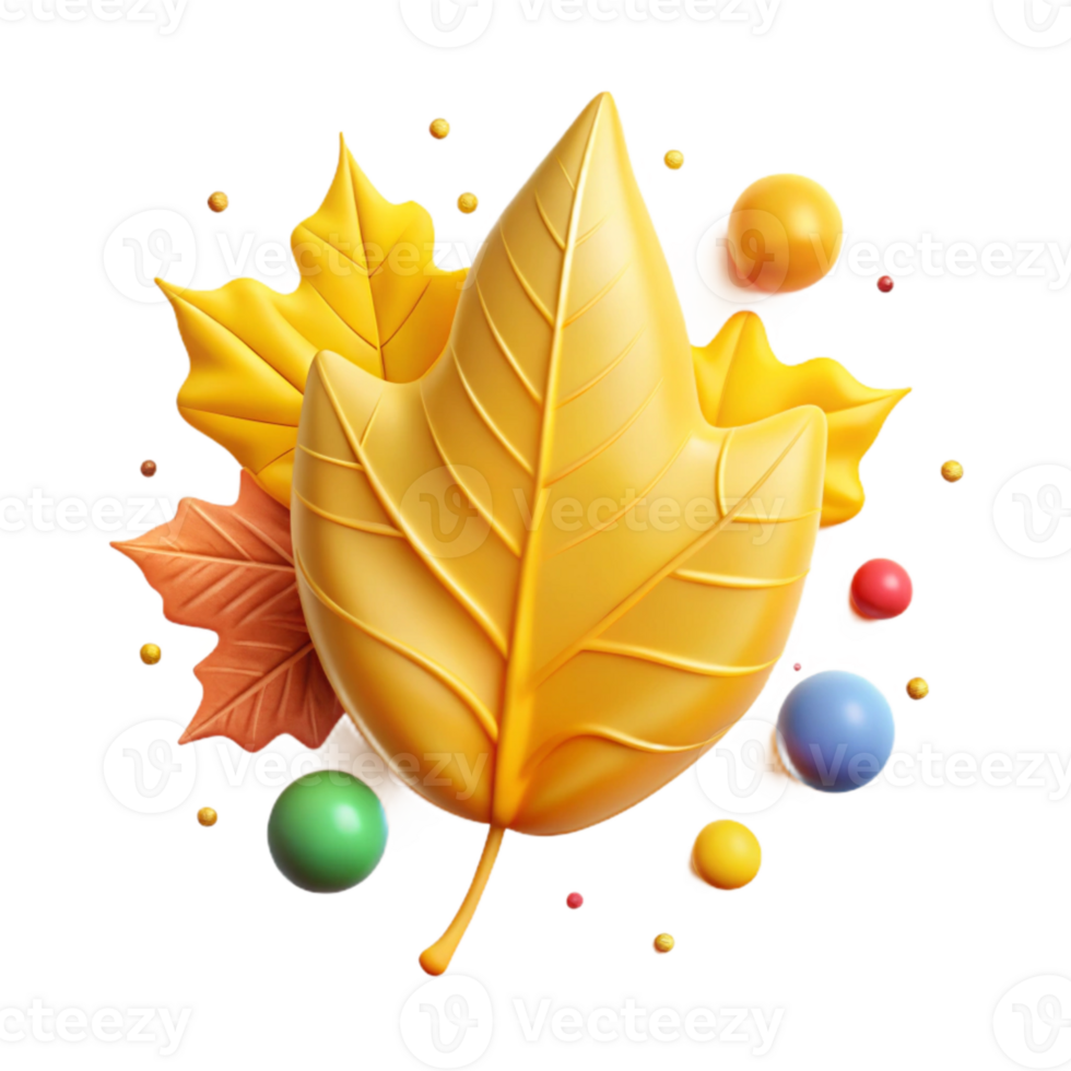 vibrant minimalist Yellow Leaf with Realistic Veins Isolated detailed png