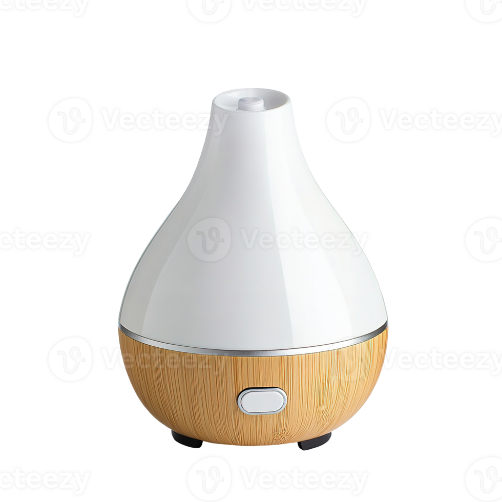 A white and wooden aromatherapy essential oil diffuser product png