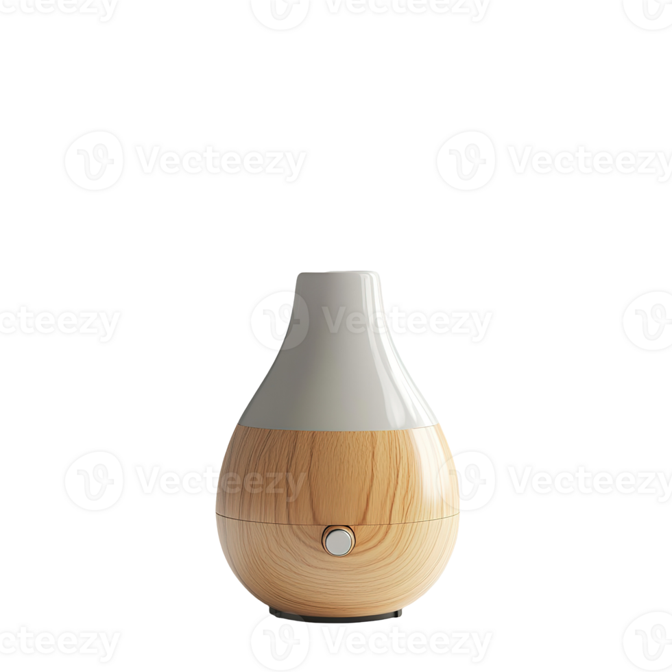 A modern aromatherapy diffuser featuring wood grain textures and a white top png