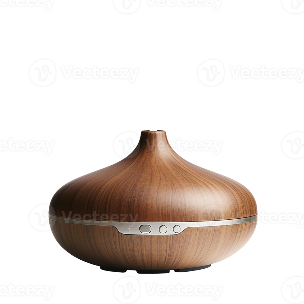 An elegant wooden aroma diffuser shown against a black background png