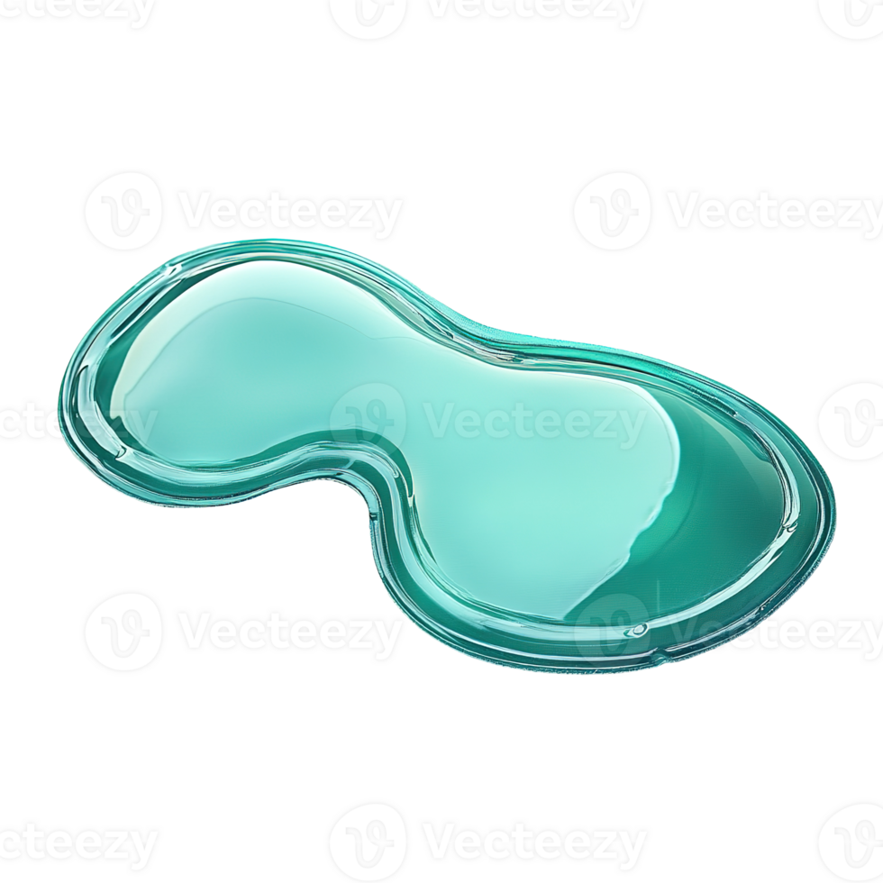 A transparent glassy teal fluid blob with smooth reflective surface png