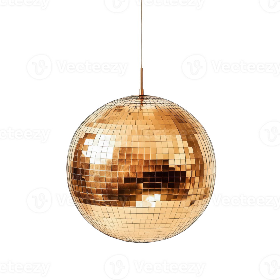 A spherical mirrored disco ball hanging from a ceiling fixture png