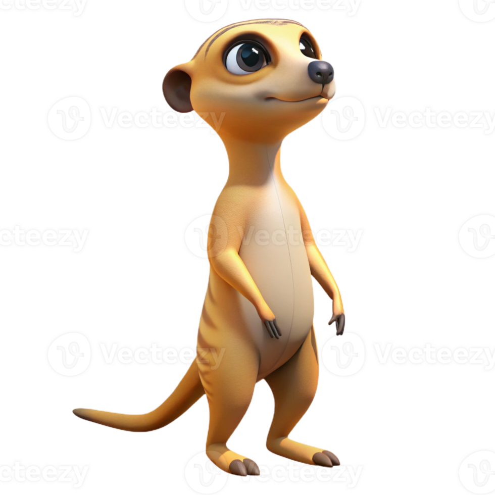 magnificent abstract A curious meerkat standing on its hind legs, scanning the horizon, under the bright midday sun, in a humorous, cartoon style high resolution png