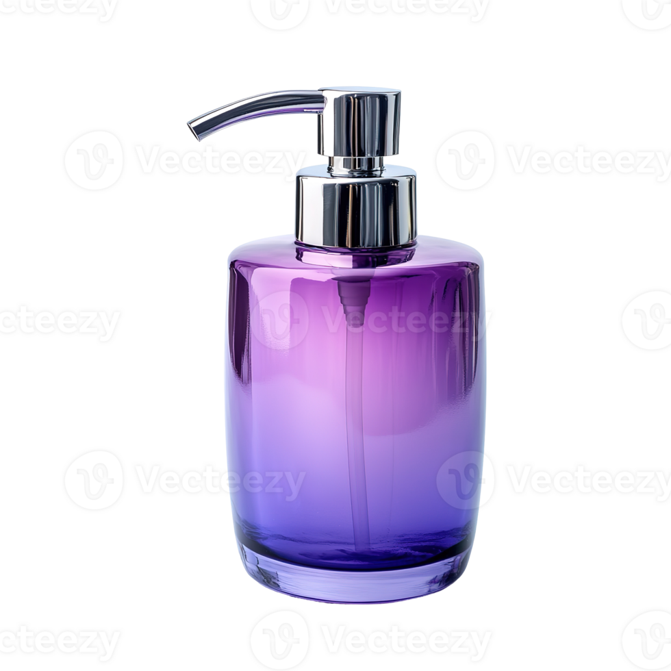 A stylish purple liquid soap dispenser on black background png