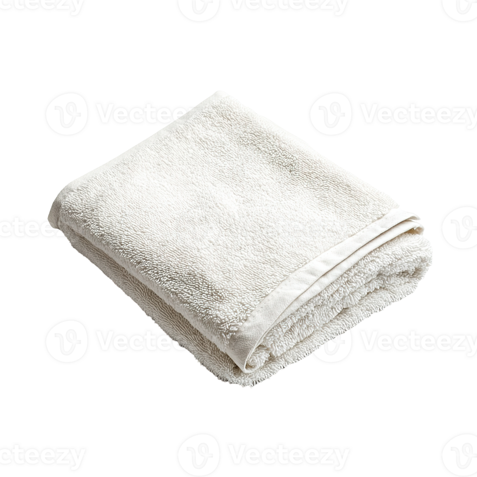 A clean white folded rectangular cotton towel on a black background png