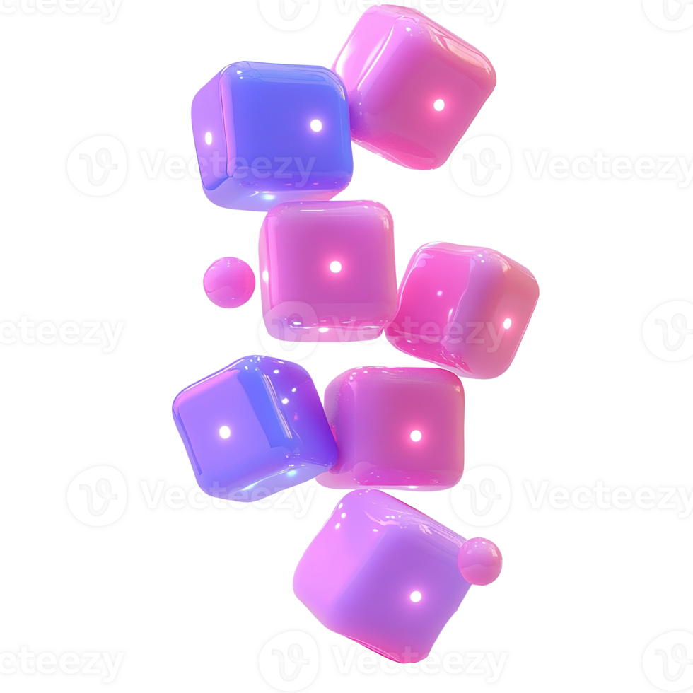 Several translucent cubes of various pastel colors are floating png