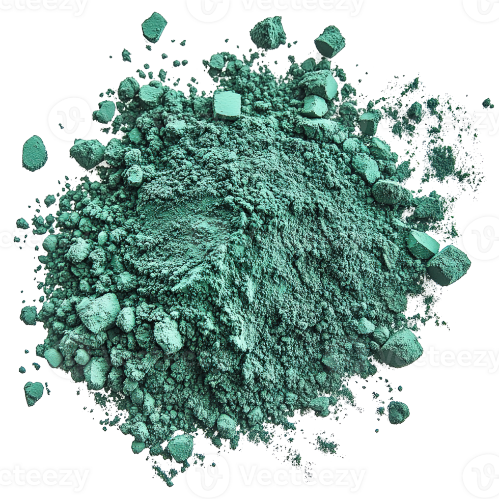 A close up image of green powder substance scattered around png